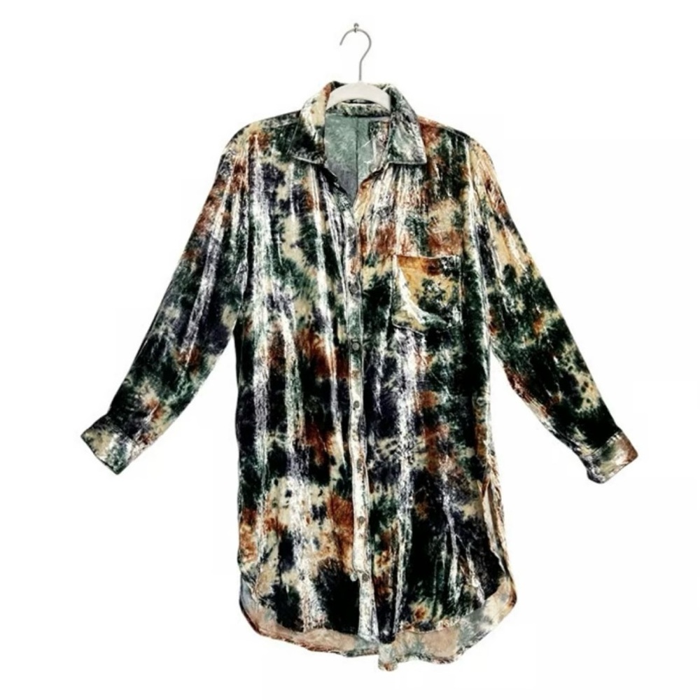 Kyla Seo Tie-Dye Velour Shirt Boho Folk Boutique
